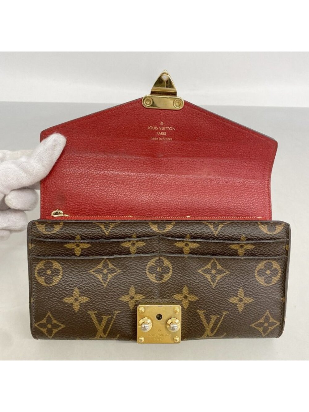 Louis Vuitton Wallet Monogram Portefeuille Pallas Brown Cerise - Picture 10 of 10
